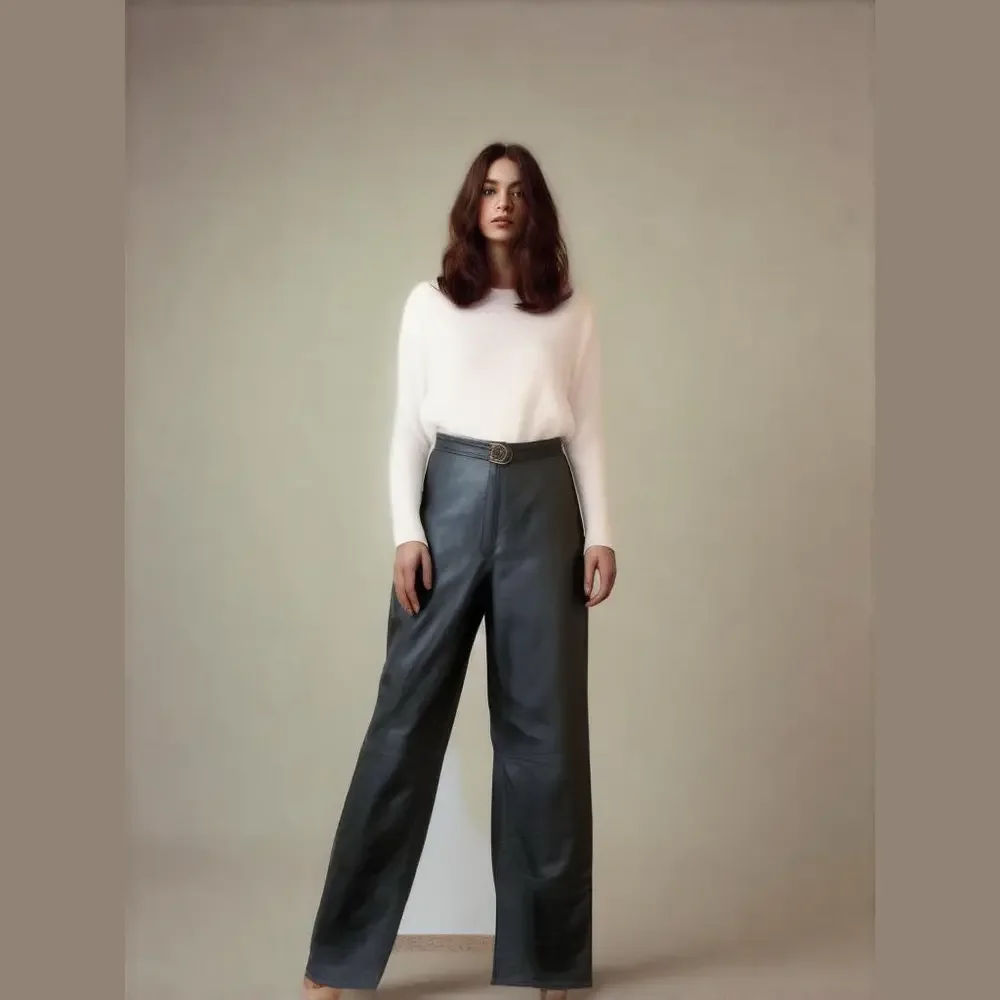 Vintage DERO by Rocco D'Amelio black Rome New York Genuine Leather Pants 8 - Picture 2 of 8